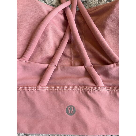 Lululemon Energy Sport Bra *Long Line Peach Pink Size 12 Pads Included - Picture 7 of 9
